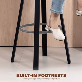 HOMCOM 2 szt. krzeseł barowych, obicie z ekoskóry, tapicerowane siedzisko, podnóżek, oparcie, metalowa rama, czarne | Aosom PL