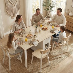 HOMCOM Stół Składany dla 6 Osób, Duży Stół Jadalniany 168 cm z 2 Szufladami i 4 Półkami | Aosom PL