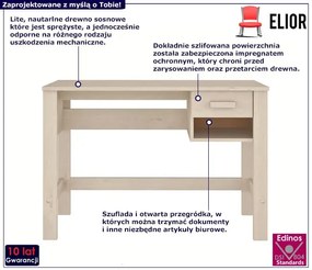 Sosnowe minimalistyczne biurko scandi - Poliov