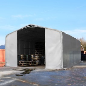 TOOLPORT 8x24m Hala namiotowa - 4 m wysokość ścian bocznych z 4x4,6m brama, PVC 850, szary, bez statyki - (49582)
