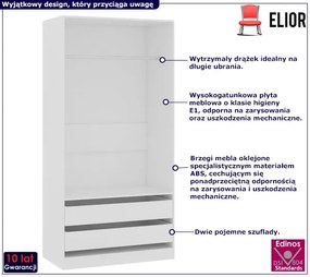 Biała szafa bez drzwiczek z szufladami - Uxaro 3X