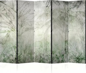 Parawan pokojowy 5-częściowy 225x172 Dwustronny dekoracyjny vintage botaniczny Szary Tropikalna Mgła