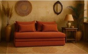 Sofa z funkcją spania i pojemnikiem NELIA, tkanina Poso, Miedziany