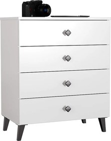 Komoda AKORD MOBI Biała 60 cm 4 szuflady kolor Biały mat 60x37x73 cm