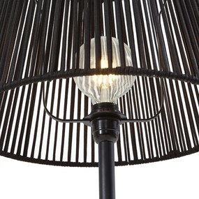 Zewnetrzna Zewnętrzna lampa podłogowa czarna z czarnym abażurem ze sznura IP44 - Virginia JaylaJapandi Oswietlenie zewnetrzne