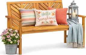 Drewniana ławka ogrodowa z wzorem w jodełkę R2-L33