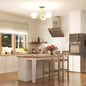 HOMCOM Plafon z kulistymi kloszami i oprawkami G9, bez źródeł światła, złoty | Aosom PL