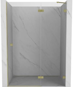 Mexen Lunar drzwi prysznicowe uchylne prawe 135 cm, transparent, złote szczotkowane - 834-135-000-55-00-P