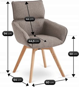 Krzesło Tapicerowane Obrotowe DIAS Brązowe Nowoczesne