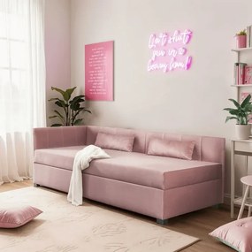 Łóżko Tapczan Młodzieżowe KARO 2 90x200 cm Narożne Różowe