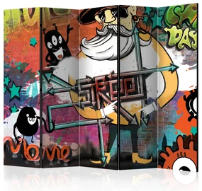 Parawan dwustronny Street art 225x172 cm 5-częściowy wielokolorowy ARTGEIST B