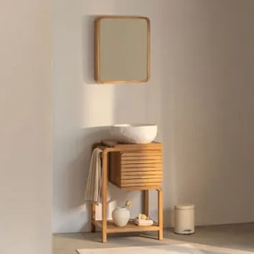 Zestaw Mebli Łazienkowych Z Drewna Tekowego Bradley Bez Kranu & Nieregularna Z Biały Cementu ↔︎40 Cm Fedro & ↔︎ 50 Cm & Prostokątny Z Za - Sklum