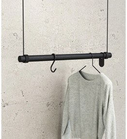 Czarny wieszak ścienny z litego drewna dębowego 80 cm Swing M – LIND DNA