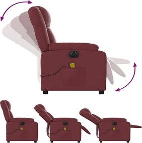 Fotel masujący elektryczny z funkcją wibracji i automatycznym pochyleniem w bordowym kolorze