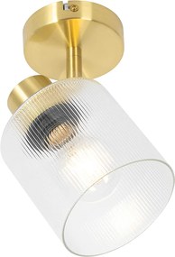 Plafon art deco złoty ze szklanym kloszem regulowanym - Laura