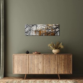 Obraz - Sylwetki drzew (z zegarem) (90x30 cm)