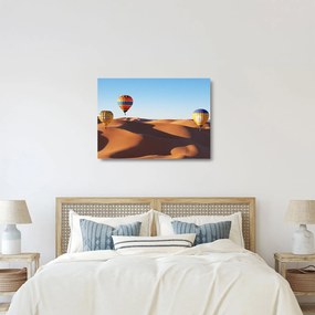 Obraz na szkle - latające balony na pustyni (70x50 cm)