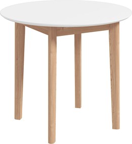 HOMCOM Stół jadalny Stołek kuchenny okrągły stół, Design skandynawski, 75 cm x 75 cm x 76 cm, Biały + Naturalny