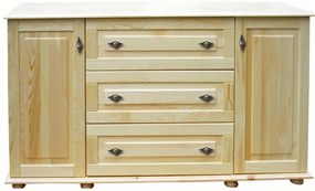 Komoda drewniana KDM-14a, 2 szafki i 3 szuflady, sosna