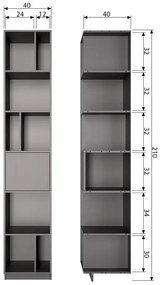 Czarny regał modułowy z litego drewna sosnowego 40x210 cm Finca – WOOOD