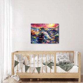 Obraz - Statek na falach oceanu, akwarela (70x50 cm)