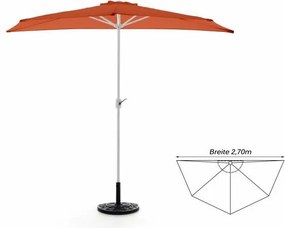 Półokrągły parasol balkonowy 270 cm terakota + podstawa