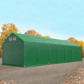 TOOLPORT 4x14m Namiot magazynowy - 2,6 m wysokość ścian bocznych, PVC 800, ciemnozielony, ze statyką (podłoże gruntowe) - (537634)