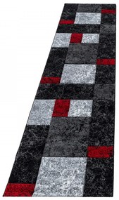 Dywan nowoczesny Hawaii 3D szaro-czarno-czerwony 80 cm x 300 cm
