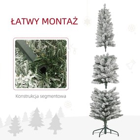 HOMCOM Choinka 180 cm z girlandą LED, sztuczne drzewko, odporna na ogień, z metalową podstawą, Zielona | Aosom PL