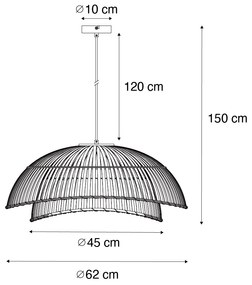 Orientalna lampa wisząca czarny bambus 62 cm - PuaKolonialny Oswietlenie wewnetrzne