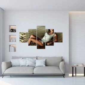 Obraz kobiety na plaży (125x70 cm)