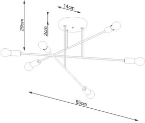 Czarna industrialna lampa sufitowa patyki - A633-Tefo