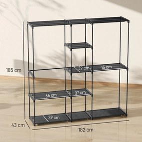 HOMCOM Szafa materiałowa z drążkiem na ubrania 182x43x185 cm Czarna | Aosom PL