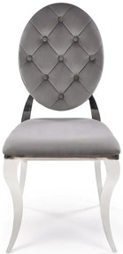 Krzesło medalion w stylu glamour popielaty + srebrny - Lummo