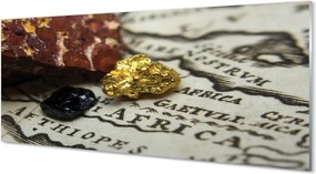 Panel szklany do Kuchni Złota Mapa Świata