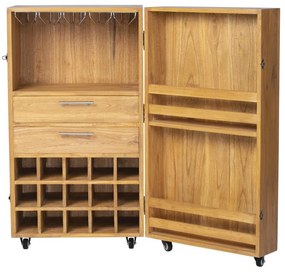 Szafka na wino i kieliszki vintage z drewna mindi - 15 przegródek - szer. 60 x gł. 50 x wys. 111 cm - COIMBRA