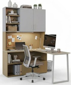 Nowoczesny regał z biurkiem dla nastolatka kaszmir + żółty B6-K64