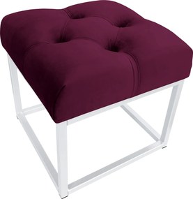 Pufa CHESTERFIELD tkanina Welur loft ławka podnóżek metal : Kolor Stelaża - Biały, Kolor tkaniny - VELVET - MG02, Typ tkaniny - Velvet