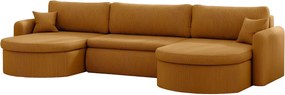 Uniwersalny narożnik Verona U z funkcją spania, do salonu, musztardowy
