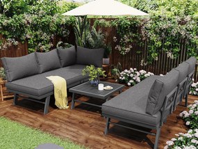 Zestaw mebli ogrodowych z aluminium - 6 miejsc - 2 sofy i 1 stolik kawowy - Szary