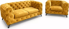 Nowoczesny zestaw wypoczynkowy - Sofa Chesterfield Moet 2 osobowa oraz Fotel Chesterfield Moet w stylu glamour