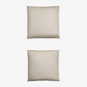 Pack 2 Poszewek Na Poduszki Z Satyny 300 Nitek Sampras Nude Beżowy & 60 X 60 Cm - Sklum