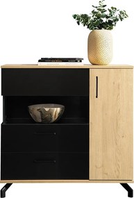 Komoda Madison MD11 z szufladą 90 cm - czarny / dąb biszkoptowy