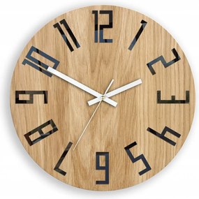 Zegar na ścianę nowoczesny drewniany z dużymi cyframi okrągły cichy loft