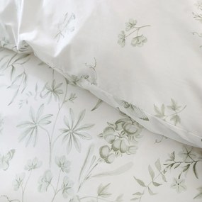 Zielono-kremowa bawełniana pościel dwuosobowa 200x200 cm Thea Floral – Bianca