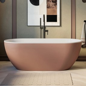 Wanna wolnostojąca owalna z konglomeratu 160 x 75 cm RONA Mocha Mouse mat / połysk przelew typu SLIM cienki rant : Wykończenie - matowe