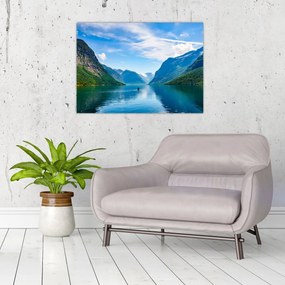 Obraz na szkle - Jezioro Lovatnet (70x50 cm)