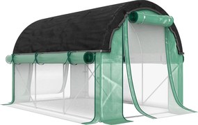 Outsunny 3 x 2 x 2 m Szklarnia tunelowa z siatką przeciwsłoneczną, zwijanymi bocznymi ścianami, pokryciem plastikowym, ramą stalową, Zielona