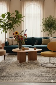 Szary prostokątny dywan pokojowy vintage P1-Z78