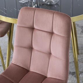 Krzesło Tapicerowane do Salonu YORK Różowe Welurowe Nowoczesne Loft